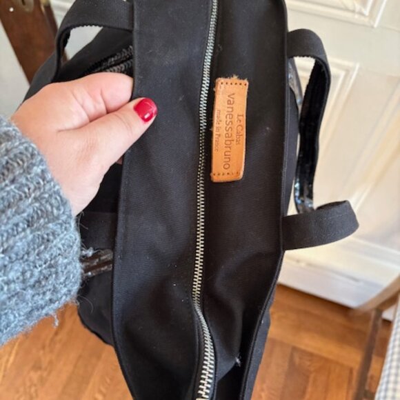 Vanessa Bruno Black Canvas Zipped Cabo Canvas Tote with Sequins - Picture 9 of 9